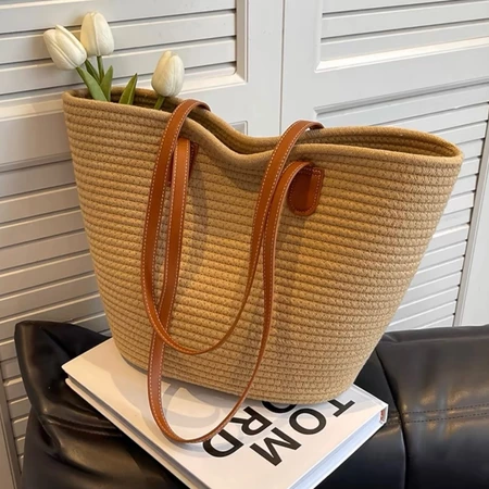 Imagem 1 do produto Bolsa de Palha Grande Moda Praia Casual
