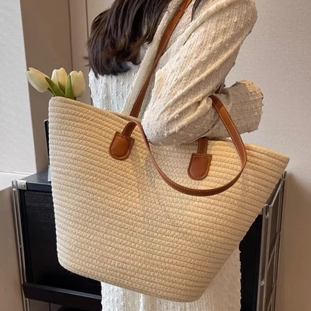 Imagem 2 do produto Bolsa de Palha Grande Moda Praia Casual