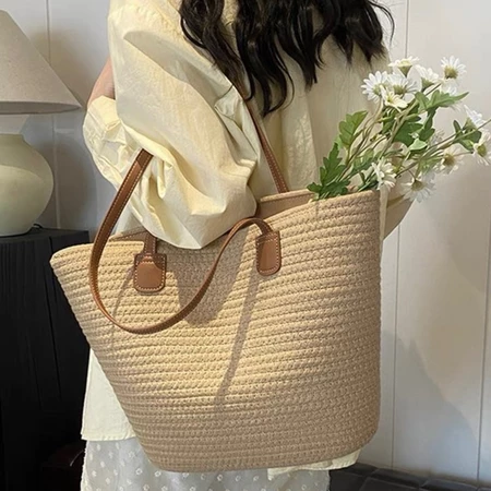 Imagem 3 do produto Bolsa de Palha Grande Moda Praia Casual