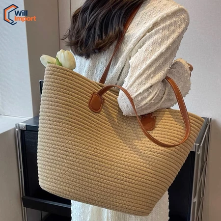 Bolsa de Palha Grande Moda Praia Casual