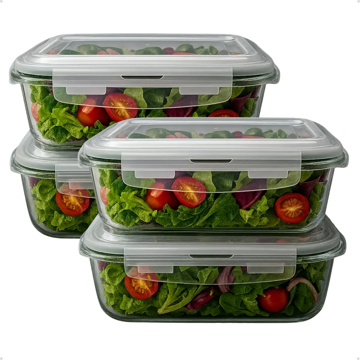 Imagem 1 do produto Kit 4 Potes Vidro Hermético Marmita