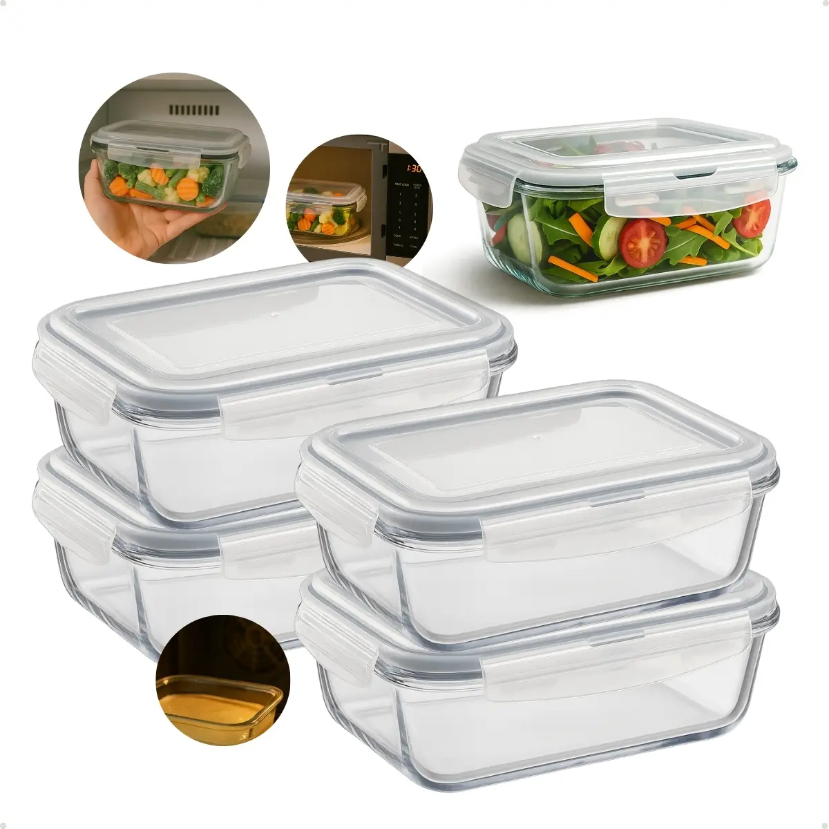 Kit 4 Potes Vidro Hermético Marmita
