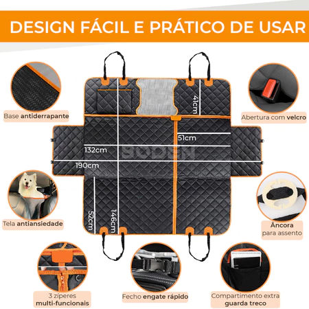Imagem 4 do produto Capa Protetora Pet Impermeável 5 em 1 para Banco de Carro