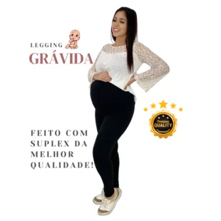 Calça Legging Gestante Cintura Alta