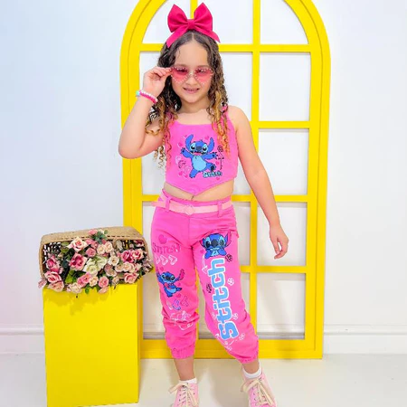 Imagem 5 do produto Conjunto Infantil Menina Stitch Blogueirinha 2 Peças