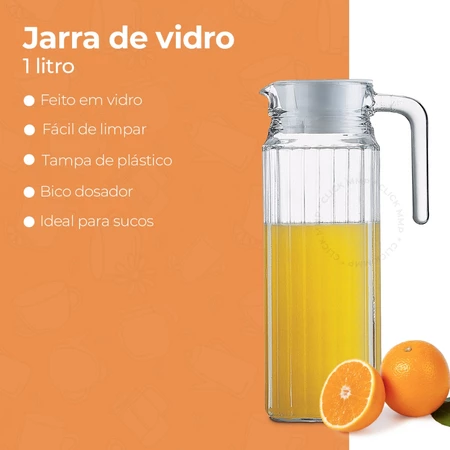 Imagem 3 do produto Jarra de Vidro Luxo 1 Litro com Tampa Hermética