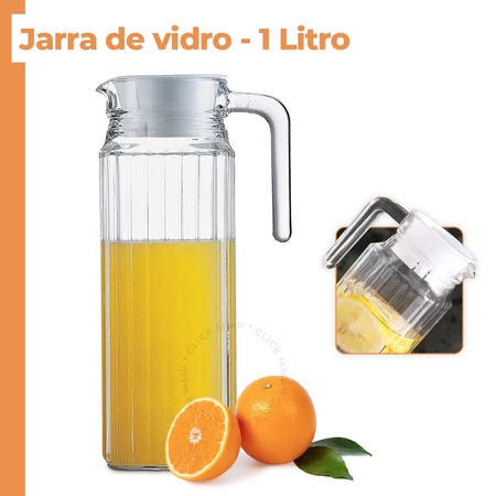Imagem 1 do produto Jarra de Vidro Luxo 1 Litro com Tampa Hermética
