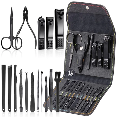 Imagem 2 do produto Kit Manicure 16 Peças em Aço Inoxidável com Bolsa Dobrável