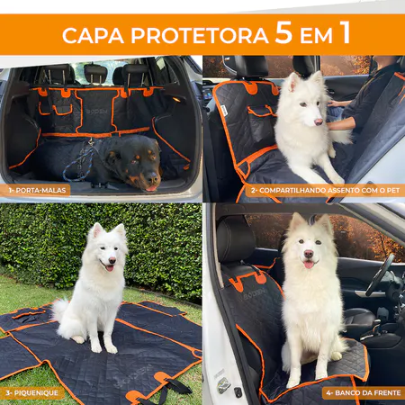 Imagem 3 do produto Capa Protetora Pet Impermeável 5 em 1 para Banco de Carro